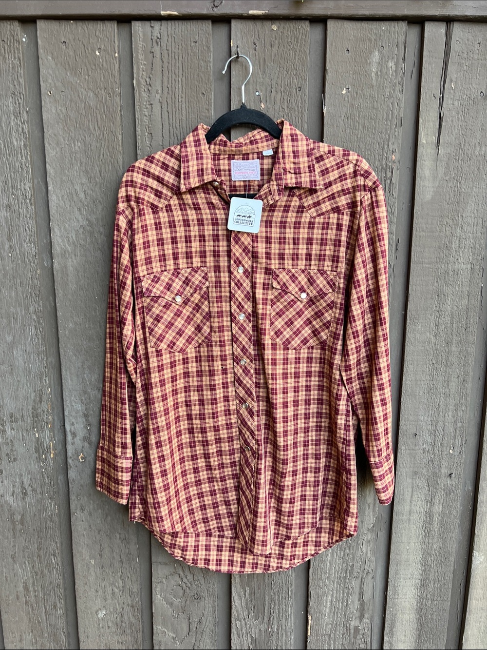 Vintage Western Pearl Snap Shirt in Burgundy/Orange